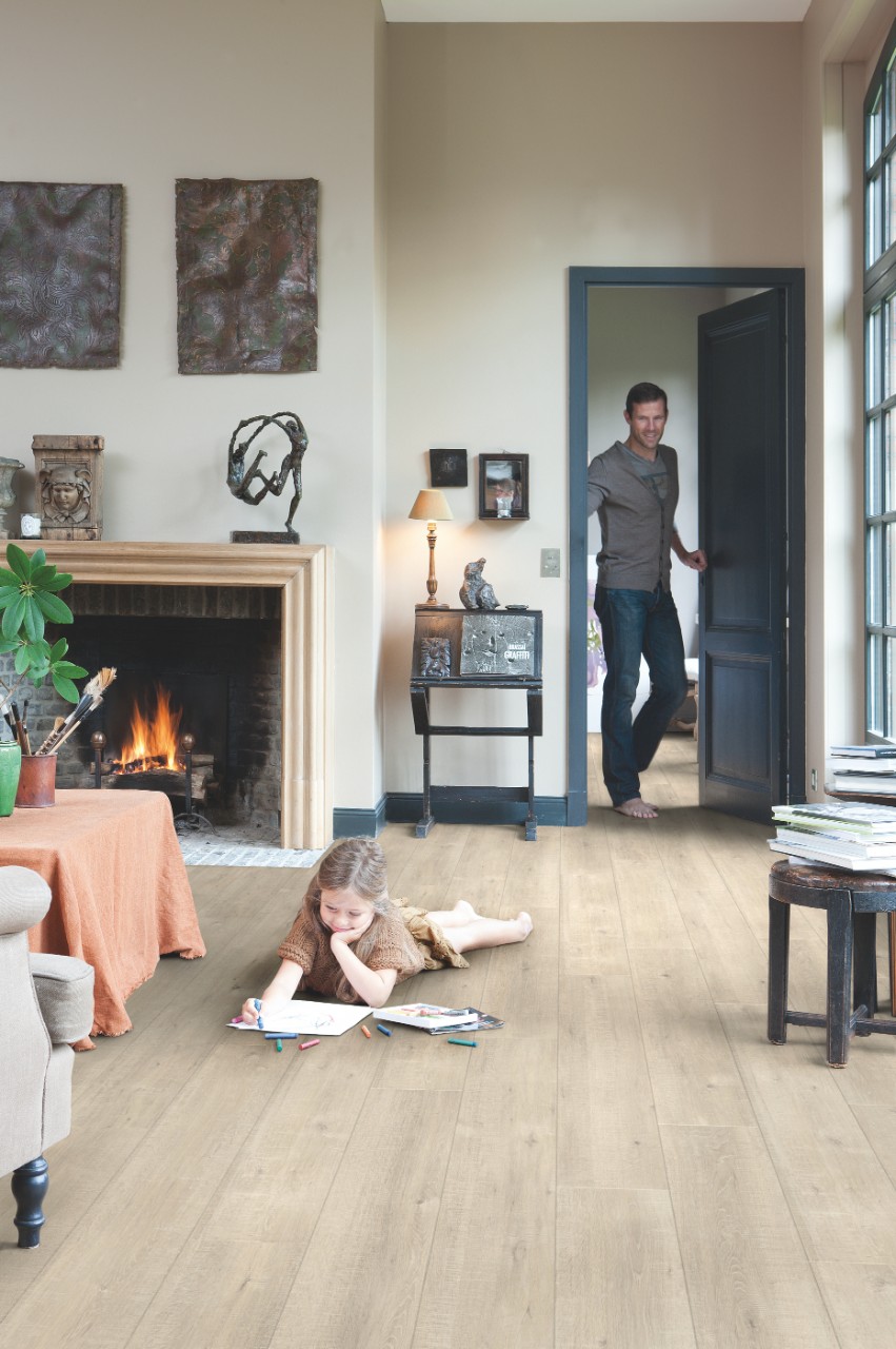 Laminado Impressive Ultra Roble Con Cortes De Sierra Beige Quick-Step